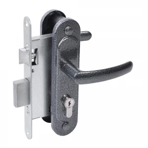 Замок врезной цилиндровый с защёлкой в комплекте с ручкой ЗВ4.2-08 (серебро антик), 4 кл.