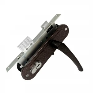 Замок врезной цилиндровый с защёлкой в комплекте с ручкой ЗВ4-70/07 (медь антик), 4 кл.